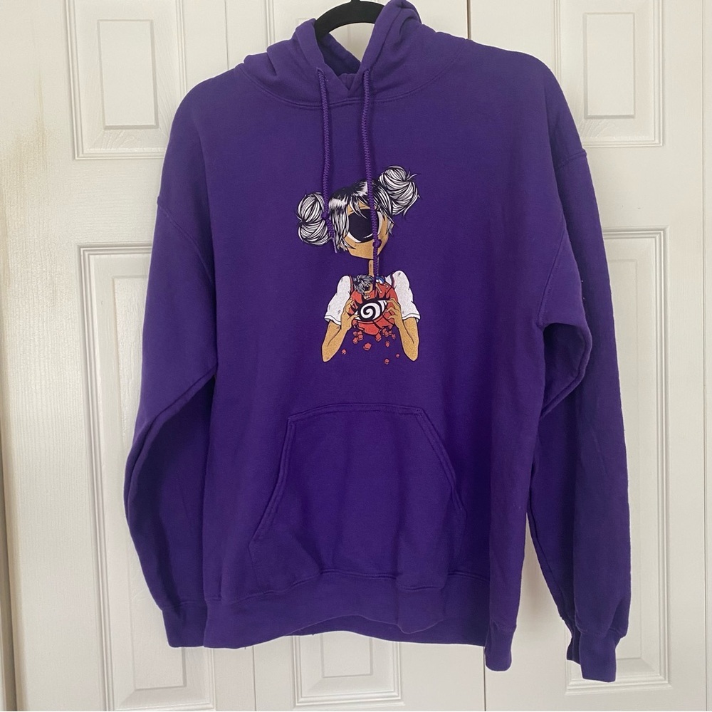 Foot‎ Locker Women’s Medium Anime Image Purple Hoodie Sweatshirt Girl Eye